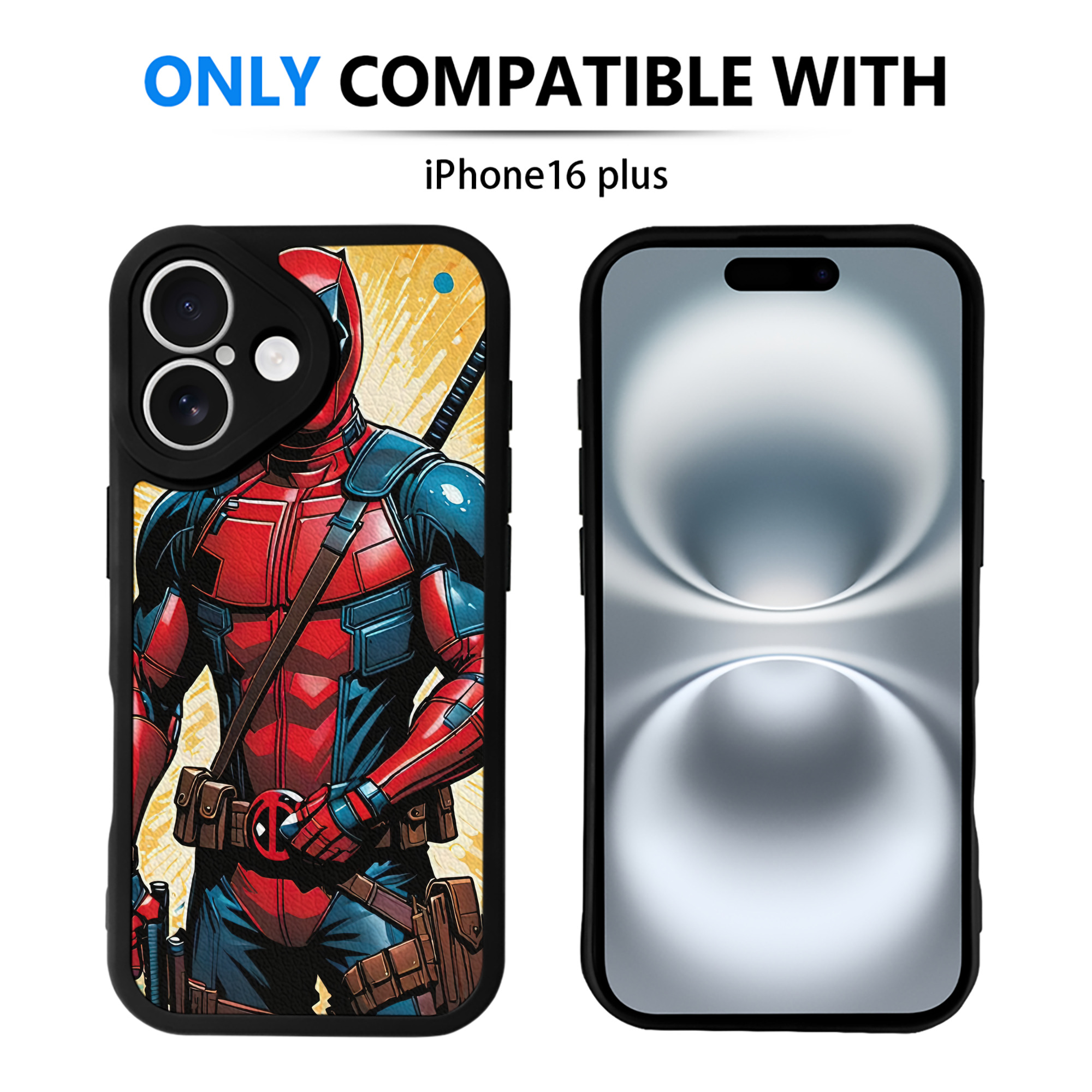 （画像用） Deadpool デッドプール 【iPhone 16シリーズ対応】シリコンスマホケース（レザー調） 材質：シリコン